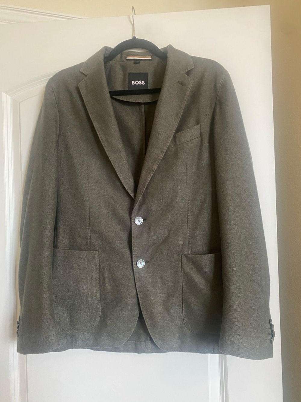 BOSS Olive Green Sport Coat with Notch Lapel